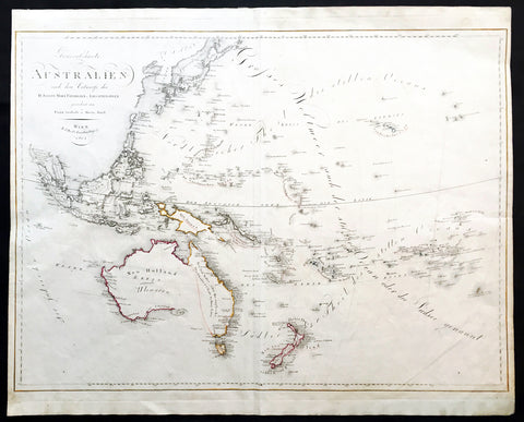 1815 Swoboda & Hartl Antique Early Map of New Holland Australia, Ulimaroa Scarce