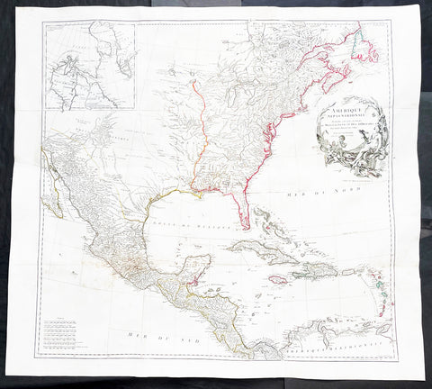 1746 J B D Anville Large Rare Antique Map of North America Pre French Indian War