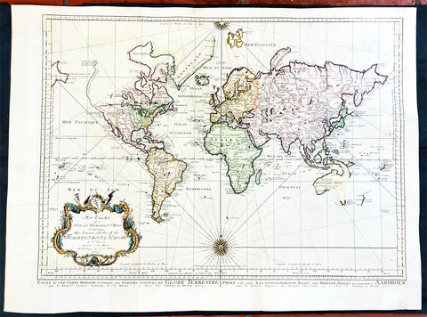 1750 J N Bellin Large Antique World Map on Mercators Projection - 27091