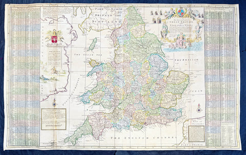 1710 Herman Moll Large Antique Map of England & Wales - Beautiful