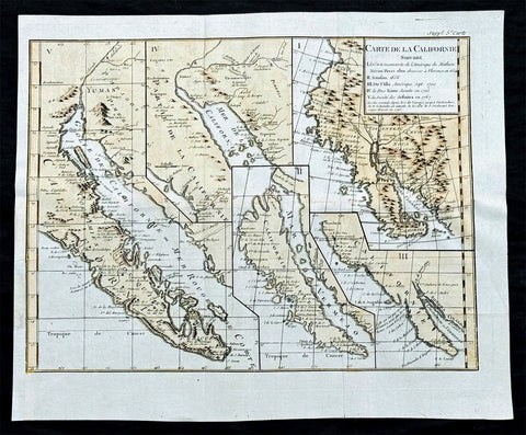 1770 De Vaugondy & Diderot Antique Maps of Cartographical Views of California