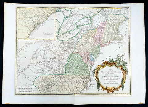 1768 Robert De Vaugondy Large Antique 2nd edition Map of Colonial United States