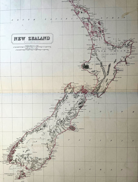 1856 A K Johnston Large Antique Map of New Zealand – Classical Images